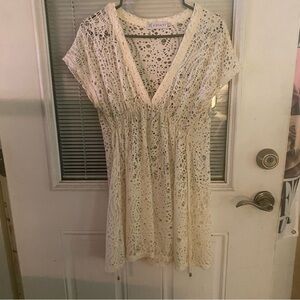 Cream Crochet Swim Coverup